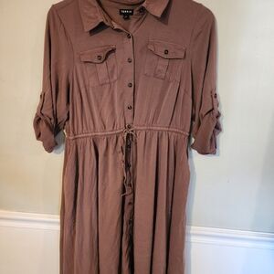 TORRID Brown Button-Up Dress